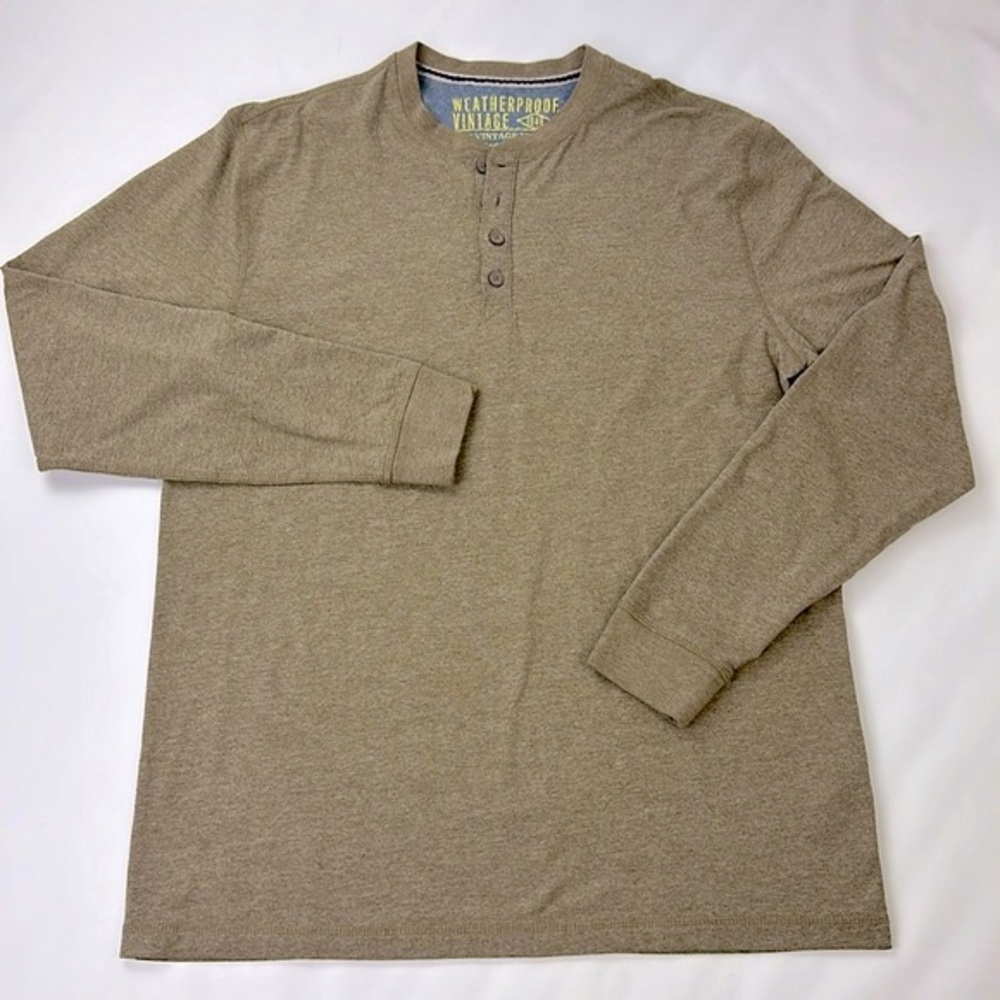 Weatherproof Vintage Henley. Like New. Large. Light Brown Heather. Long Sleeve.